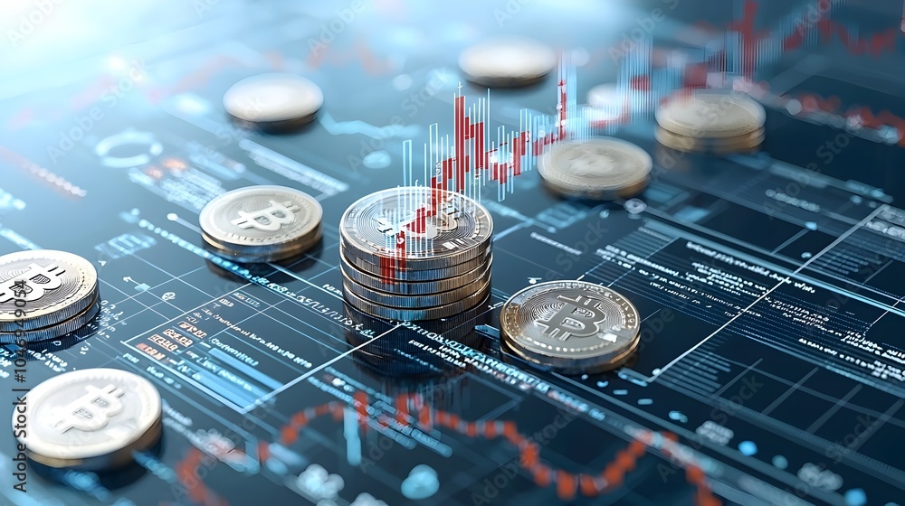Aufkleber innovative 3d digital representation of the financial market landscape featuring an ascending vertic