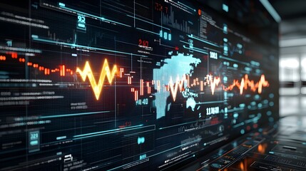 Glowing Arrows Rising Over a World Map Visualizing the Expansion and Progression of the Digital Forex Market and Global Economic Trends