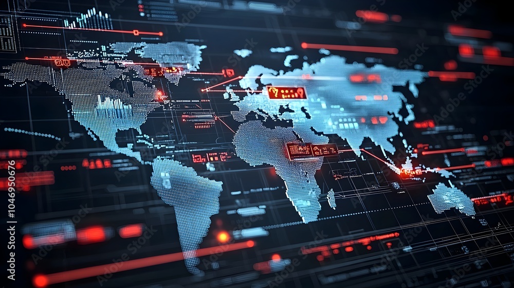 Aufkleber Dynamic Forex Market Concept Featuring Glowing Arrows on a World Map Overlay with Business Charts and Financial Data Visualization Representing Currency Exchange and Global Economic Trends