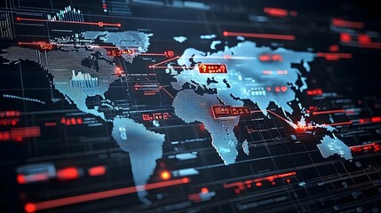 Dynamic Forex Market Concept Featuring Glowing Arrows on a World Map Overlay with Business Charts and Financial Data Visualization Representing Currency Exchange and Global Economic Trends