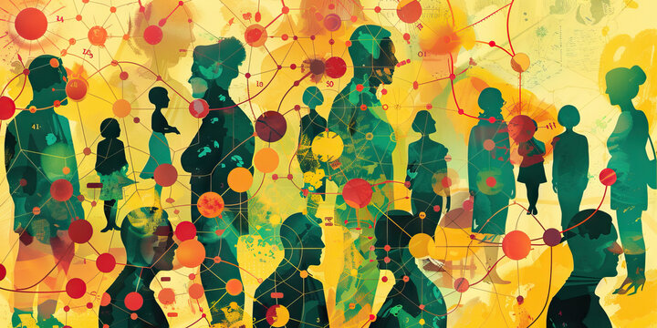 An intricate web of interconnected relationships, symbolized by a vibrant, color-coded genogram, depicting the complexities of a modern European family.