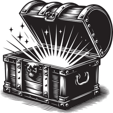 recommend clip art: Open Treasure Chest silhouette vector illustration isolated on a white background