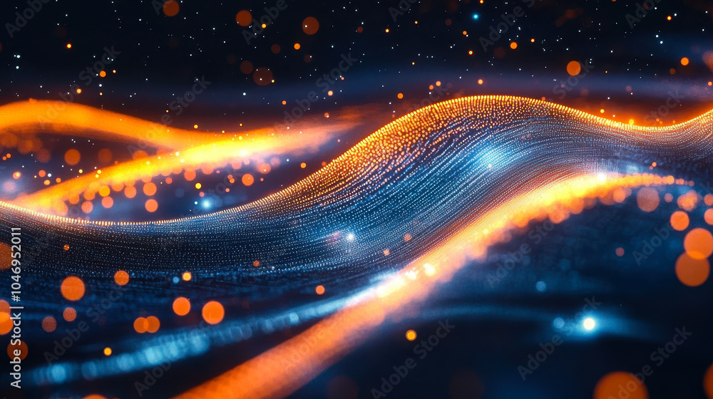 Poster dynamic glowing lines and dots abstract network background with tech vibes