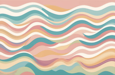 Colorful abstract wavy lines pattern in pastel tones, creating a cheerful and modern design suitable for backgrounds or decor.