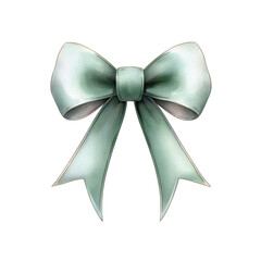 A delicate mint green bow with two long tails, set against a black background, conveying elegance and charm.