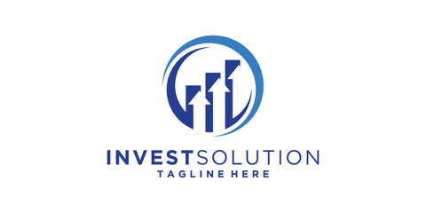 investment logo design, solution, financial, consulting, profit, arrow, up, logo design vector, symbol, icon, creative, idea.