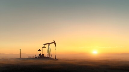 A creative depicting the merging of oil mining and a growing forex chart silhouetted against the backdrop of a stunning sunset landscape