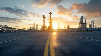 Naklejka premium Double exposure image showcasing the intersection of the energy industry and the financial markets An oil field is overlaid with a growing forex chart set against a beautiful sunset backdrop