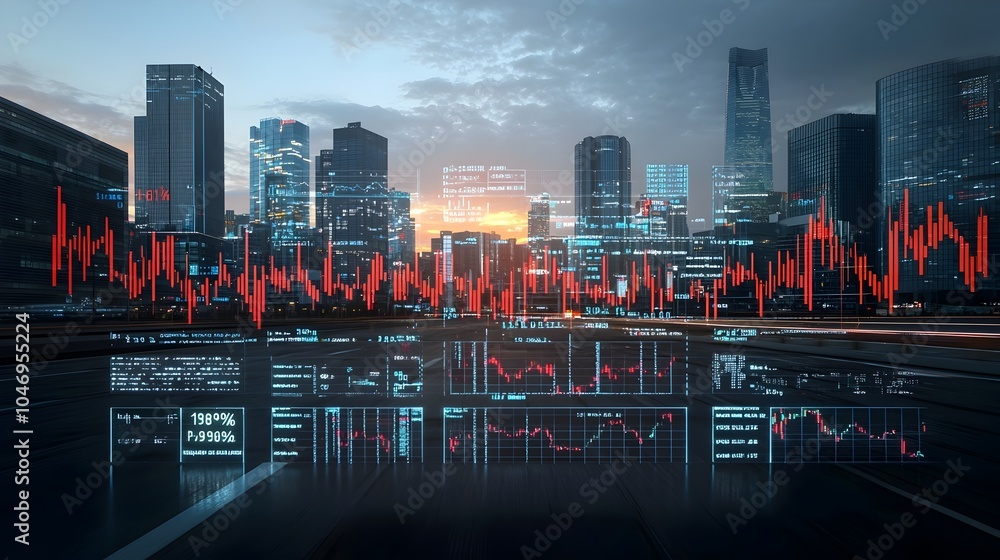 Aufkleber generative ai created composition showcasing the intertwined growth of oil mining and forex market t