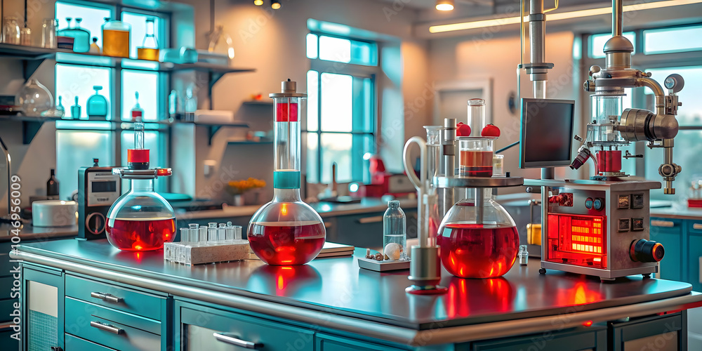 Aufkleber high tech lab setting advanced equipment clean professional background ample copy space science fict