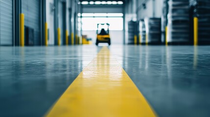 Obraz premium The warehouse floor has yellow markings