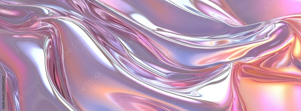 Poster A hologram texture with a gradient abstract background. A holographic rainbow foil pattern. A light metal pastel design. A holographic rainbow foil texture. A pearlescent gradient background.