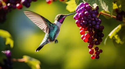 Fototapeta premium Photograph of a hummingbird hovering in mid-air,