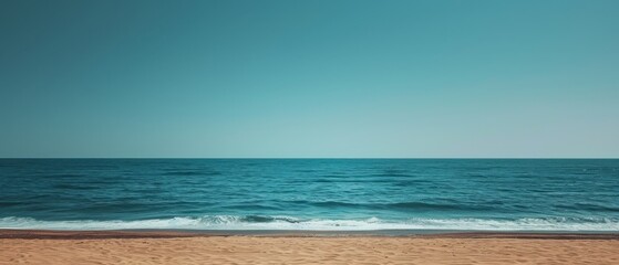 Fototapeta premium Horizon beautiful landscape summer season panorama front view tropical sea beach white sand clean blue sky background