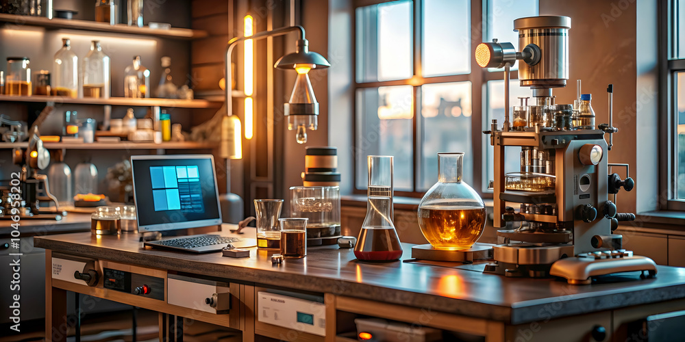 Aufkleber plain high tech lab setting - advanced scientific instruments, clean professional background for edi