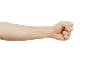 Man hands isolated on a transparent background.