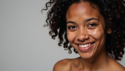 Close-up photo of a young Black woman with curls and a gentle smile