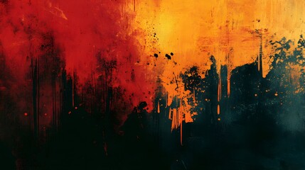 Abstract Red Orange and Black Paint Splatter Texture Background - Grunge,  Vintage, Distressed,  Rough,  Brush Strokes,  Watercolor,  Acrylic Painting,  Digital Art,  Modern Art.