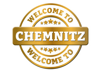 round gold sticker welcome to Chemnitz