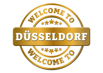gold sticker welcome to Duesseldorf city