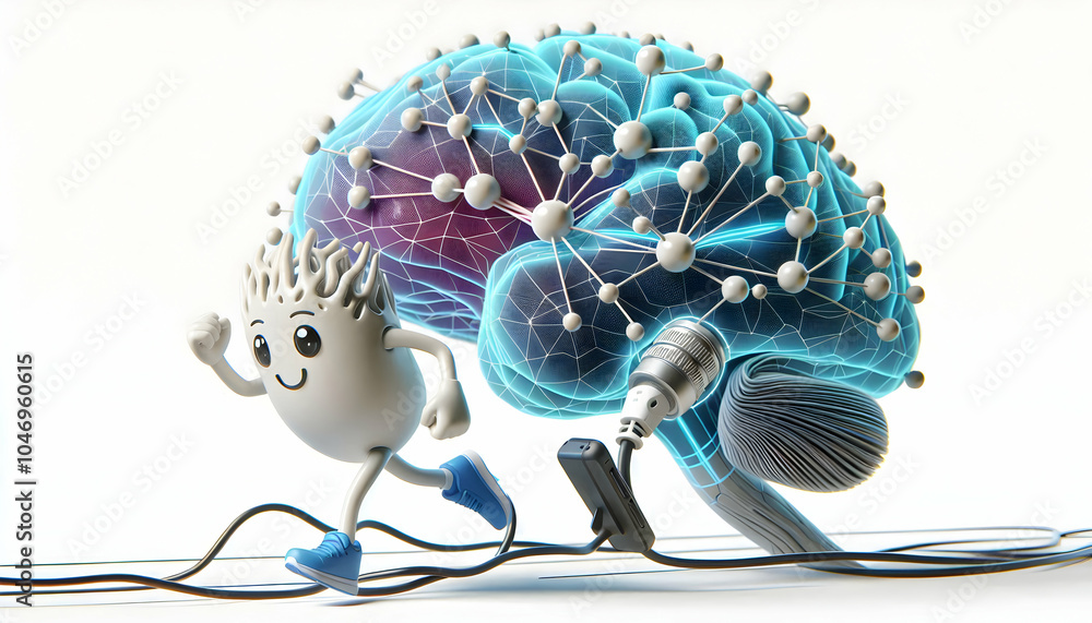 Poster 3d close up neuron firing fitness data concept macro image zoom neural connection mind body tech exe