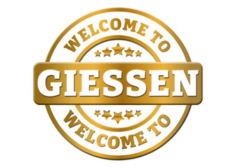 gold sticker welcome to Giessen city