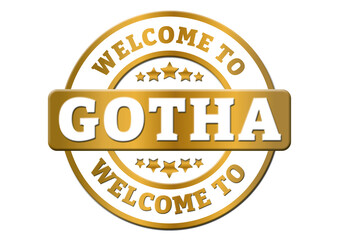 gold sticker welcome to Gotha city