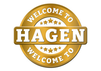 Obraz premium round gold sticker welcome to Hagen