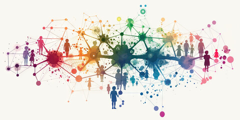 Naklejka premium Colorful Connections: A visually striking representation of your genealogy, using different shades and hues to emphasize the unique relationships between family members.