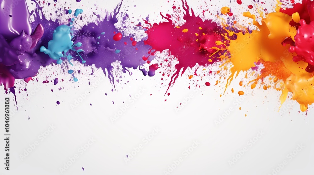 Aufkleber colorful splashes of paint create a vibrant abstract design on a blank canvas background