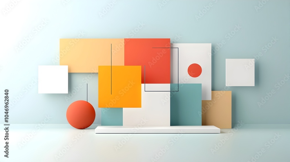 Aufkleber minimalist geometric prism shapes set against a bold gradient background designed for modern covers 