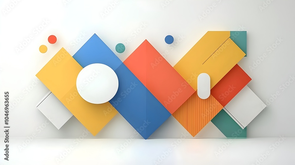 Poster stunning minimalist design featuring geometric prism shapes in a vibrant gradient background perfect