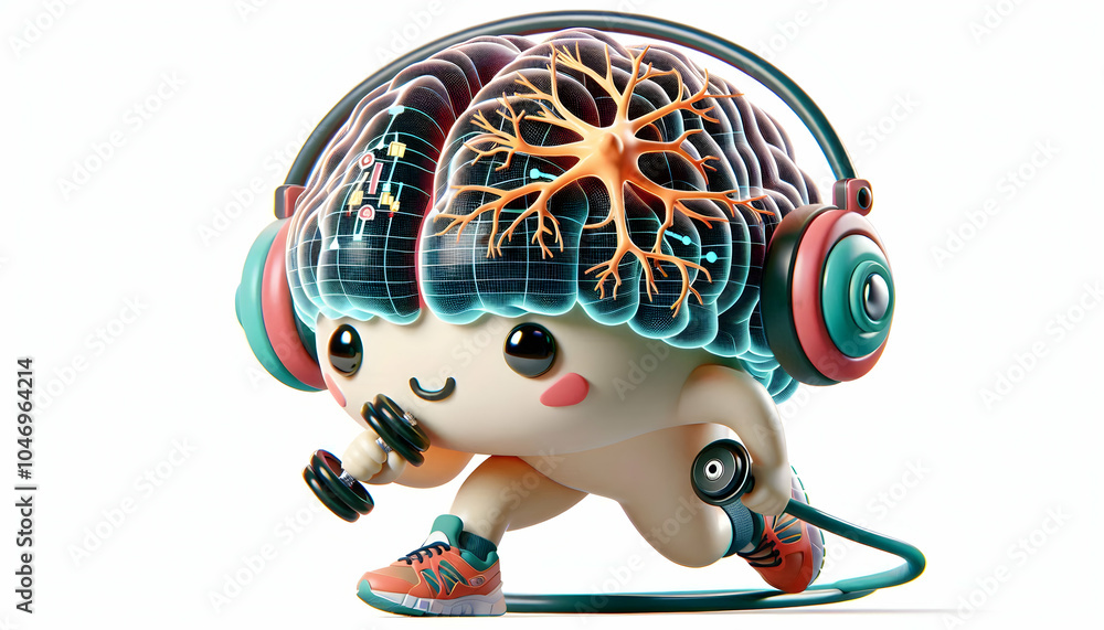 Poster 3d close up neuron firing fitness data concept macro image neural connection mind body tech connecti