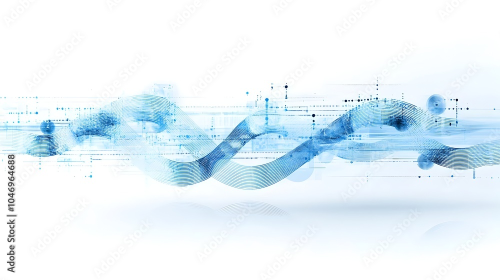 Aufkleber Captivating Abstract Blue Digital Waves with Glowing Particles Symbolizing Cutting Edge Technology and Data Flow  Dynamic