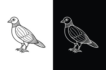 Birds black and white royalty free vector icon silhouettes. Dove Icon on Black and White Vector Background.	