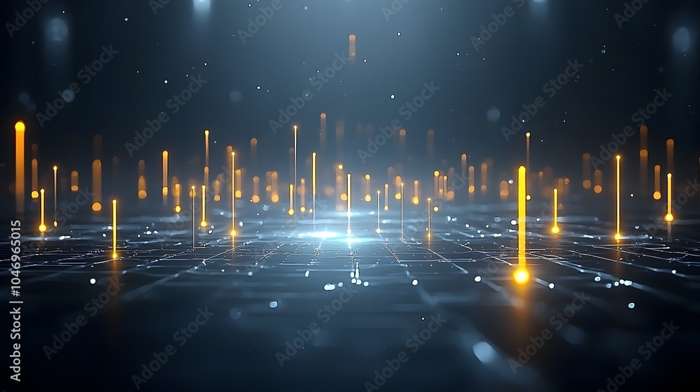 Aufkleber Flowing glowing particles across a dark background creating a mesmerizing visual representation of connectivity and the advanced capabilities of generative technology