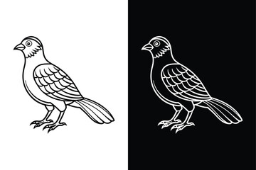 Beautiful bird pigeon silhouette black icon vector art illustration on white background.