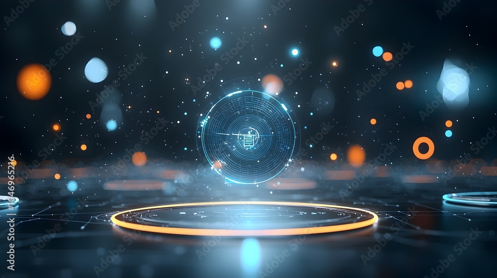 Fototapete Flowing glowing particles moving across a dark background creating a captivating mesmerizing visual representation of connectivity technology and the advanced capabilities of generative AI