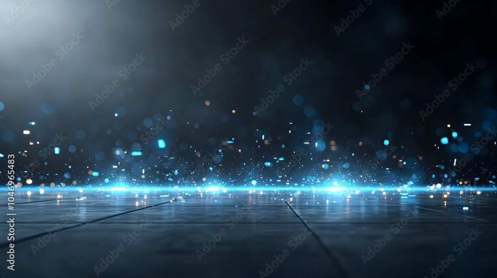 Aufkleber Ethereal glowing digital particles smoothly flowing across a dark abstract background symbolizing the dynamic innovative nature of advanced technology digital connectivity and generative systems
