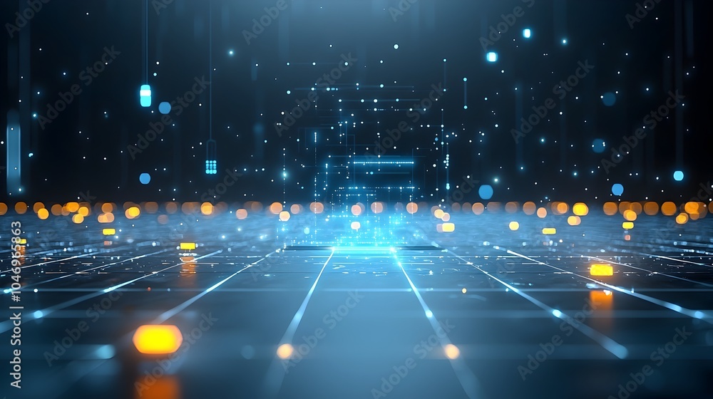 Leinwandbilder Mesmerizing abstract visualization of flowing glowing particles against a dark background highlighting the concept of interconnectivity and the power of intelligent generative processes