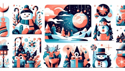 Illustrator style design, for use in winter holiday designs