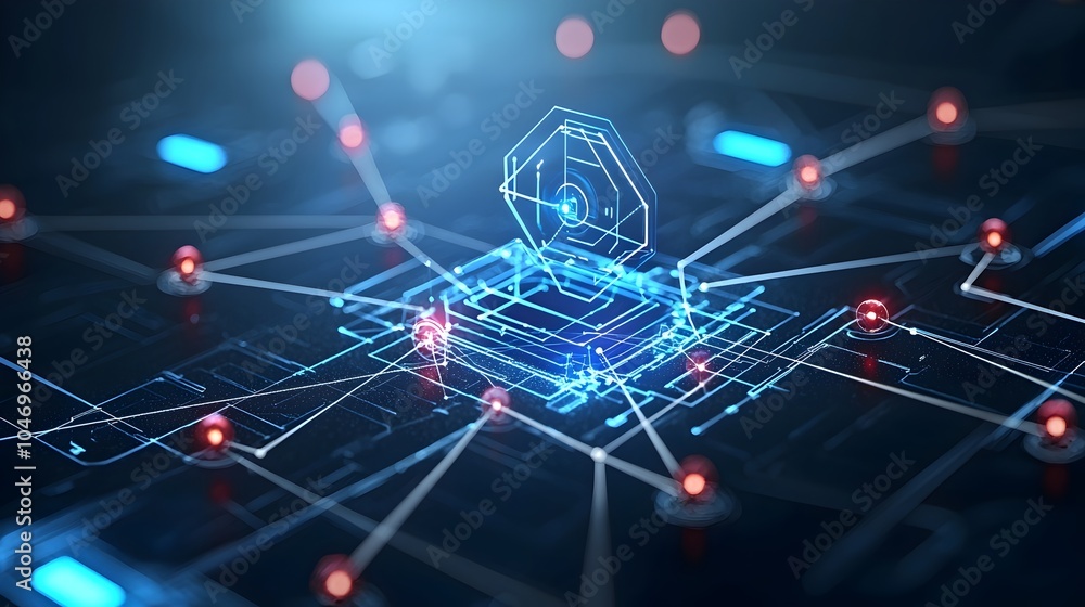 Poster Generative Concept with Glowing Particles Flowing Across a Dark Background Illustrating Digital Connectivity and Futuristic Data Flow