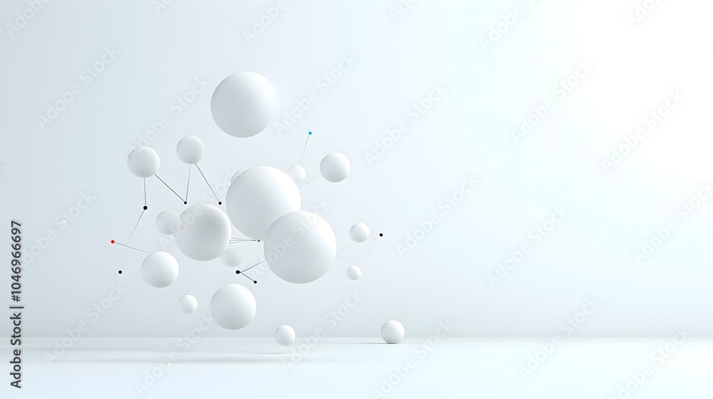 Poster Glowing dynamic particles in motion over a minimalist white futuristic background representing the seamless connectivity and potential of generative intelligence technology