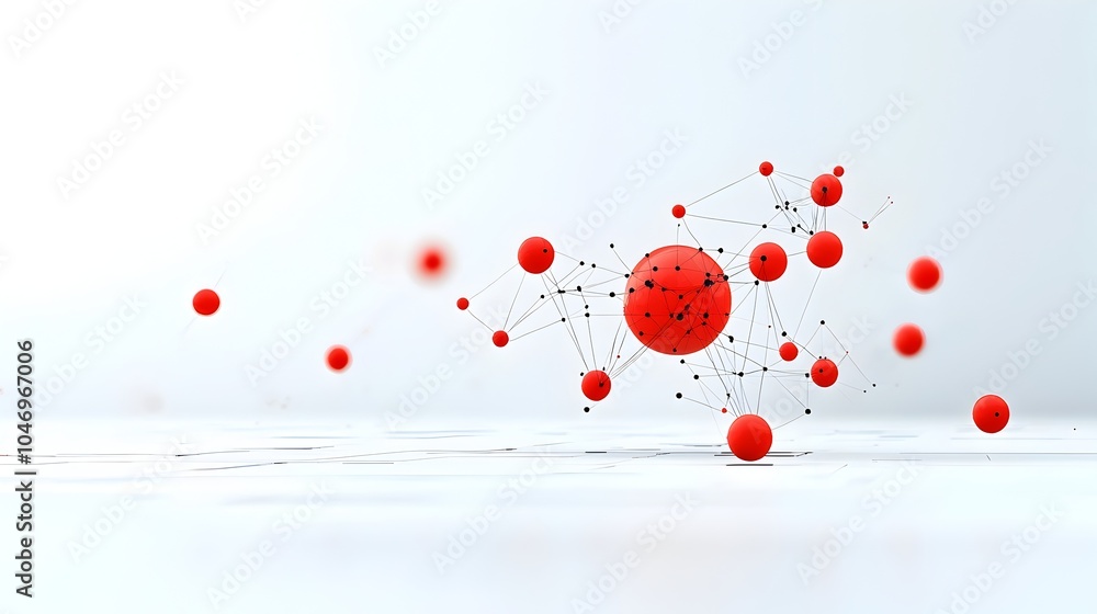 Poster Glowing dynamic particles swirling and flowing in mesmerizing motion on a clean minimalist white background representing the advanced connectivity and innovation of generative systems