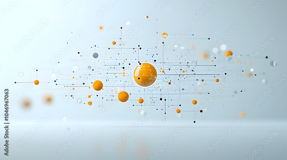 Poster Glowing fluid particles suspended in a clean white futuristic background showcasing the advanced connectivity and intelligent capabilities of generative systems  The dynamic