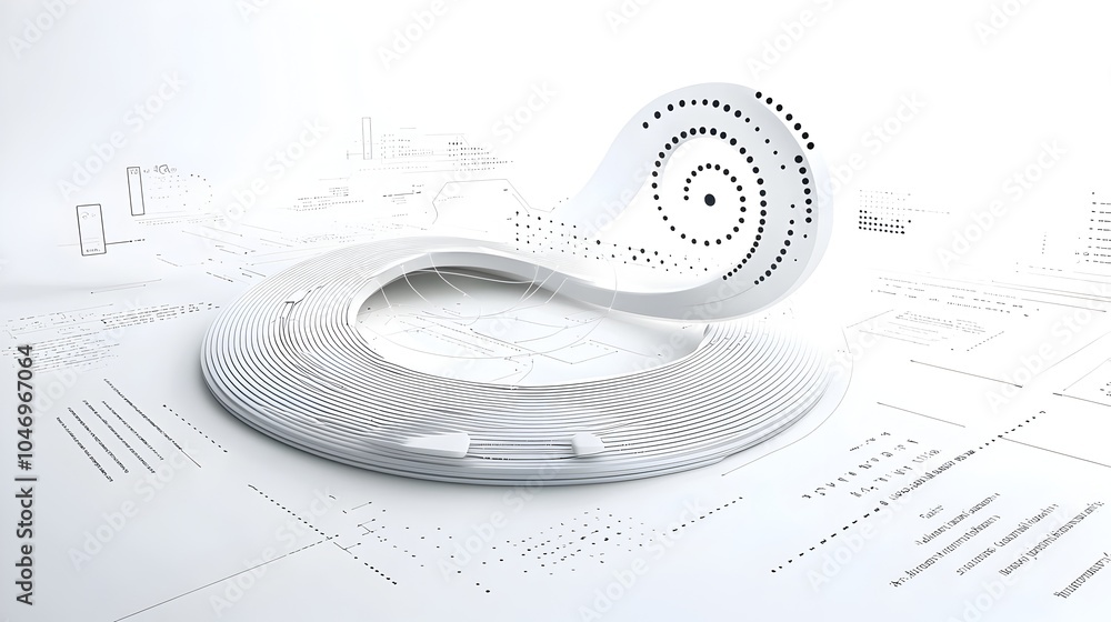 Leinwandbilder Abstract glowing particles swirling and flowing over a bright white futuristic surface symbolizing connectivity intelligent generative networks