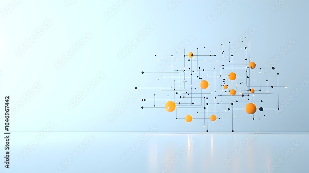 Poster Smooth and dynamic glowing particles flowing effortlessly over a pristine white futuristic background representing the seamless connectivity and innovative potential of generative technology