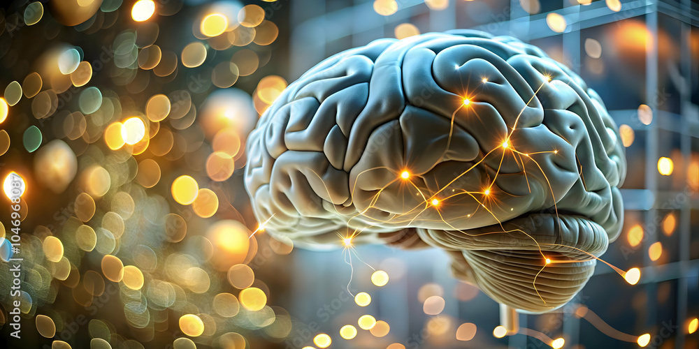 Poster soft abstract digital art human brain digital networks bokeh lights copy space science fiction day c