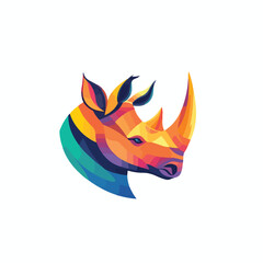 Abstract Rhino Head Logo Design Template Vector