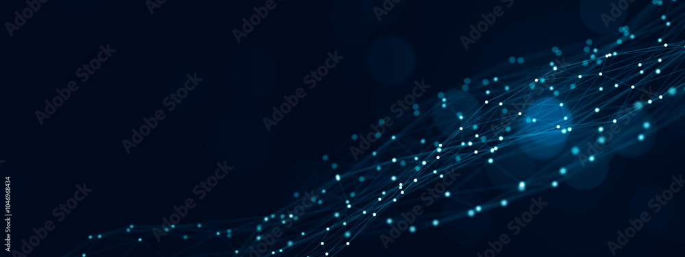 Poster business digital cyberspace technology concept, digital waveform plexus computer tech art abstract i